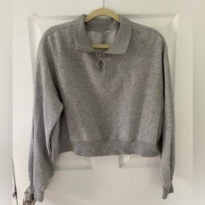 Gray Coin Zipper Sweater